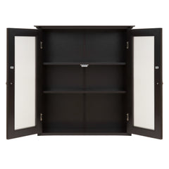 Bathroom Wall Storage Medicine Cabinet w/ Tempered Glass Double Doors