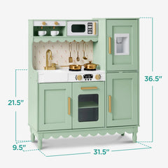 Kids Pretend Play Cottage Kitchen with 11 Accessories, Espresso Machine