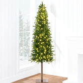 Pre-Lit Artificial Alpine Slim Pencil Christmas Tree w/ LED Lights, Stand