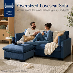Modular Sectional Pillowtop Sofa w/ Ottoman & Storage 82in