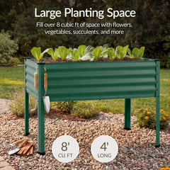 Elevated Galvanized Metal Garden Bed w/ Corner Protectors - 48x24x30in