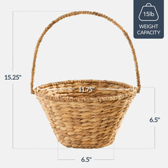 Handwoven Medium Mother's Day Gift Basket, 20in Basket w/Collapsible Handle