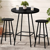 3-Piece Patio Bar Height Bistro Set w/ Backless Stools, Slatted Design