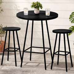 3-Piece Patio Bar Height Bistro Set w/ Backless Stools, Slatted Design