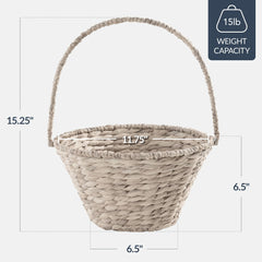 Handwoven Medium Mother's Day Gift Basket, 20in Basket w/Collapsible Handle