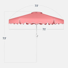 7.5ft Patio Market Umbrella,Wavy Trim, UV-Fade-Resistant, Crank & Tilt