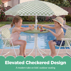Kids Outdoor Table and Chair Set with Umbrella, Foldable Toddler Set