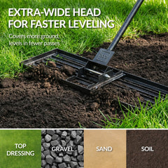 Lawn Leveling Rake, 30" x 10", Extra Long 78" handle