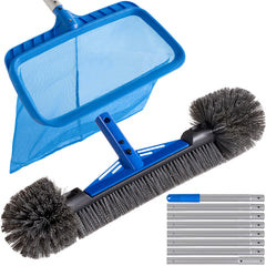 Pool Cleaning Starter Kit Pool Brush, Skimmer Net & 9 ft Aluminum Pole