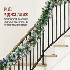 9Ft Pre-Lit Christmas Garland W/ 2-In-1 Led Lights