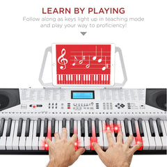 61-Key Beginners Electronic Keyboard Piano Set w/ Lighted Keys, Headphones