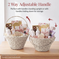 Handwoven Large Mother's Day Gift Basket, 20in Basket w/Collapsible Handle