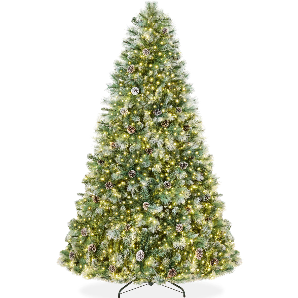 Pre-Lit Frosted Artificial Scotch Pine Christmas Tree w/ Metal Stand