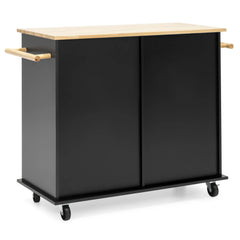 Utility Kitchen Cart w/ Storage Cabinets, Handles, Cutting Board