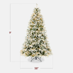 Pre-Lit Flocked Cedar Cypress Christmas Tree w/ Twinkling Lights