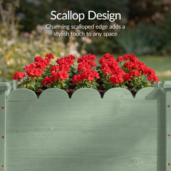 Raised Garden Bed, Scalloped Elevated Wooden Planter Box - 48x24x30in