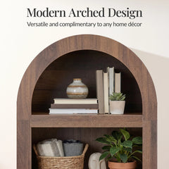 72" Tall Narrow Arched Pantry Cabinet w/ Door, 4-Tier Storage Cabinet
