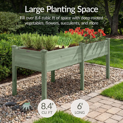 Raised Garden Bed, Elevated Wood Garden Planter Stand - 72x24x30in