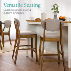 Set of 2 Modern Counter-Height Bar Stool Set W/ Upholstered Seat Cushion