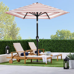 Outdoor Steel Striped Market Patio Umbrella w/ Tilt, Crank Lift - 10ft