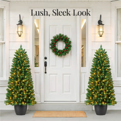 Pre-Lit Potted Christmas Tree w/ Twinkling White LEDs