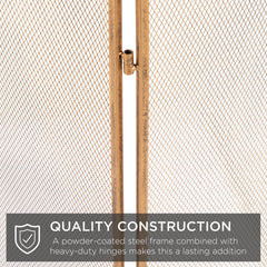3-Panel Simple Steel Mesh Fireplace Screen w/ Worn Finish - 47.5x27.25in