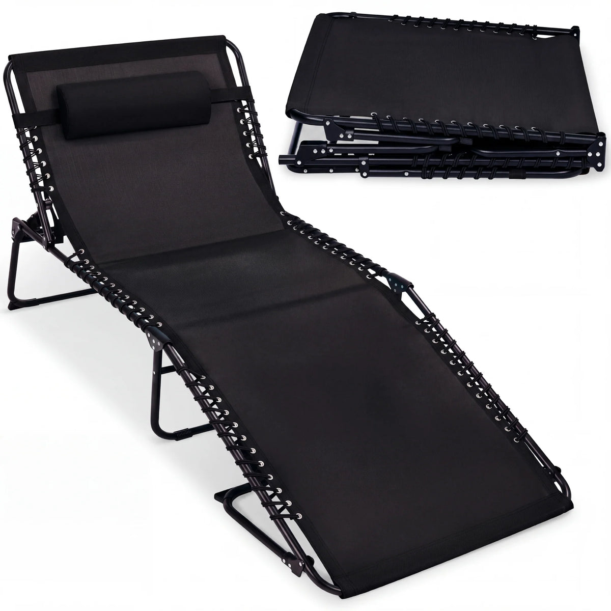 Extra Wide Patio Chaise Lounge Chair, Portable Folding Recliner