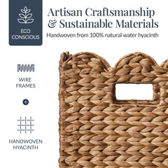 Scalloped 10.5 x 10.5in Hyacinth Storage Basket Set of 5