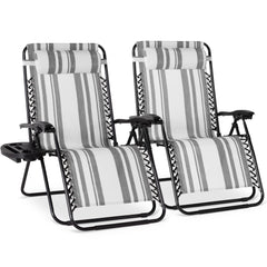 Set of 2 Extra Wide Adjustable Zero Gravity Patio Chair Recliners