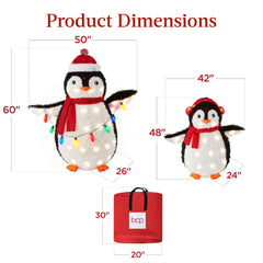 5Ft Lighted Penguin Family, 210 LEDs, XL Pop Up Outdoor Christmas Yard Decor