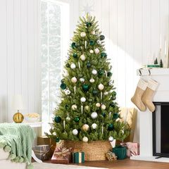 Premium Artificial Nordic Fir Hinged Christmas Tree w/ Foldable Metal Base