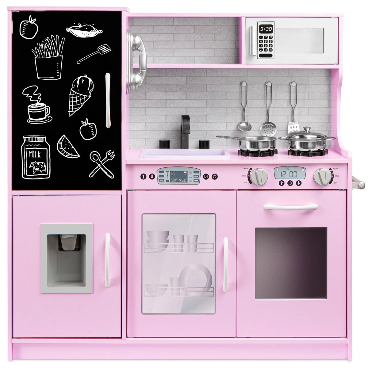 Wooden Play Kitchen for Kids with Accessories, Pretend Cooking Set, Ages 3+