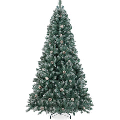 Pre-Decorated Christmas Tree w/ Pinecones, Flocked Branch Tips