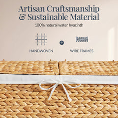 Large Storage Basket w/ Separate Lid, Washable Sectioned Liner Bag