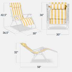 Set of 2 Extra Wide Adjustable Zero Gravity Patio Chair Recliners