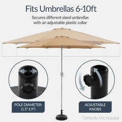 Plastic Patio Umbrella Base Pole Holder Accessory w/ Adjustable Knob