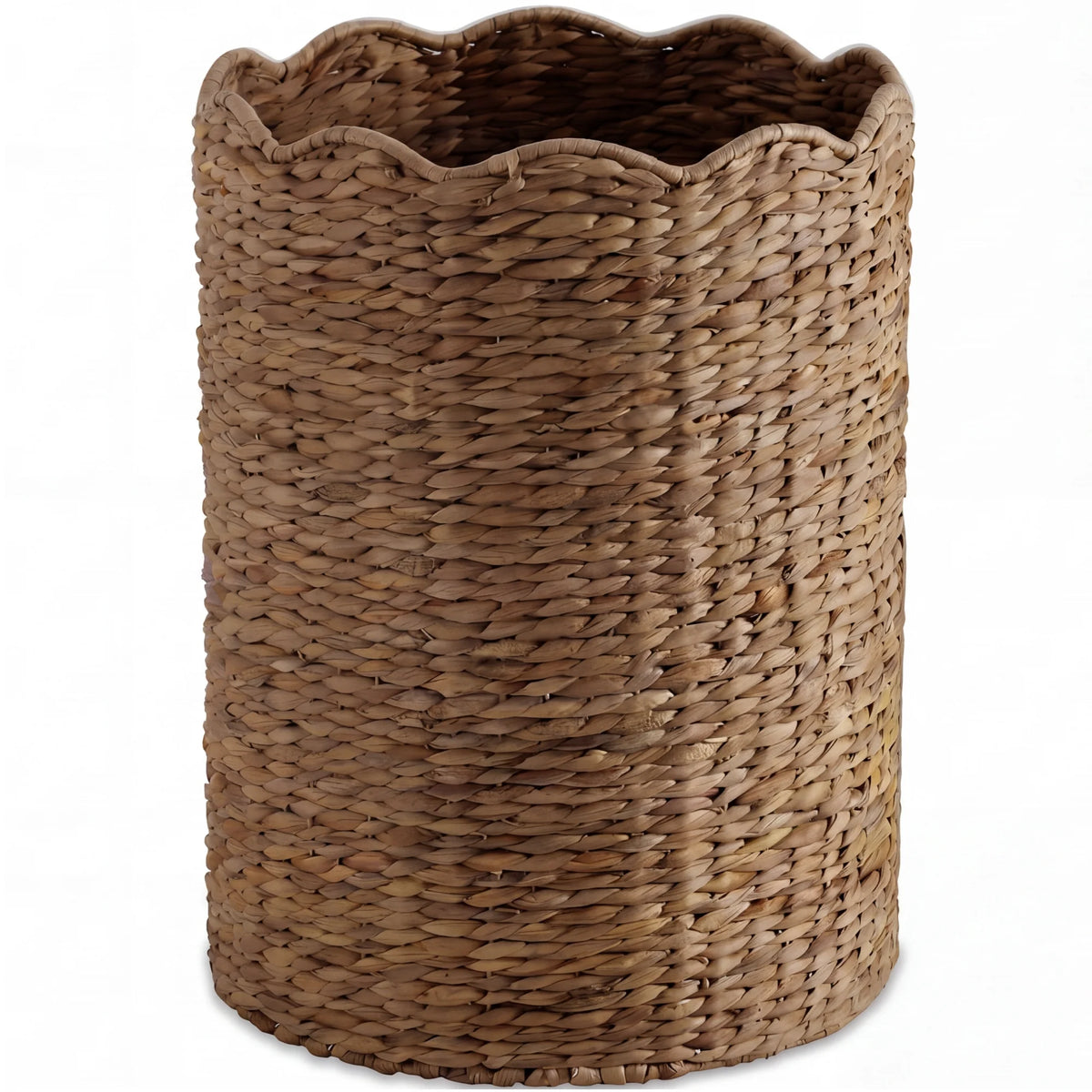 Scalloped Large Round Laundry Hamper, Handwoven Laundry Basket