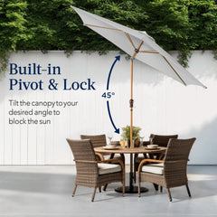 Outdoor Woodgrain Pattern Patio Umbrella Decoration w/ Tilt, Crank - 10ft
