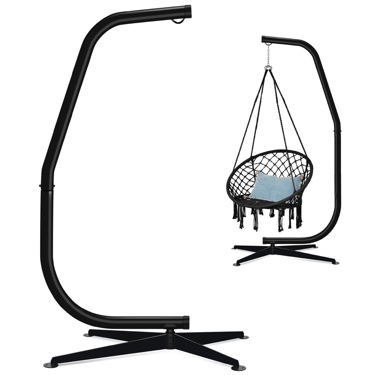 Curved Hanging Hammock C-Stand w/ All-Weather, Steel Frame - Stand Only