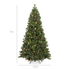 Pre-Lit Pre-Decorated Christmas Tree w/ Pinecones