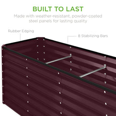 Outdoor Metal Raised Garden Bed for Vegetables, Flowers, Herbs - 8x2x2ft