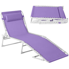 Portable Patio Chaise Lounge Chair Outdoor Recliner w/ Pillow
