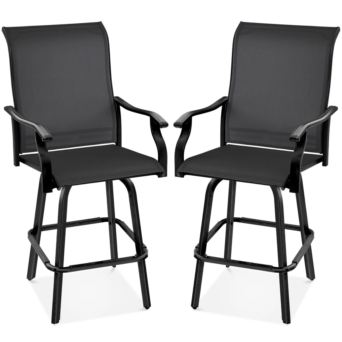 Set of 2 Swivel Barstools w/ 360 Rotation, All-Weather Mesh
