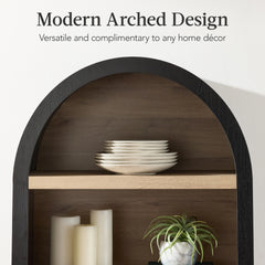 72" Tall Arched Pantry Cabinet w/ Doors, 5-Tier Storage Cabinet w/ Shelves