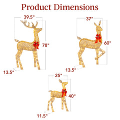 6.5ft 3-Piece Lighted Christmas Deer Set Outdoor Decor with LED Lights