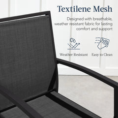 Set of 2 Outdoor Barstools, Patio Chairs w/ Footrests, All-Weather Mesh