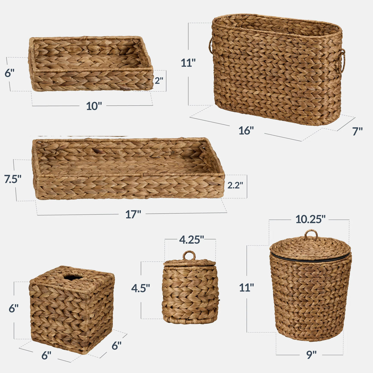 6-Piece Water Hyacinth Bathroom Set