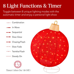 2pc Lighted Pop-Up Christmas Ornaments Decoration w/ 220 LED Lights, Stand
