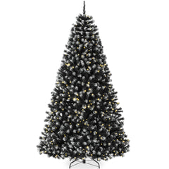 Pre-Lit Frosted Artificial Black Spruce Christmas Tree, w/Easy Assembly