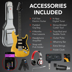 Beginner Electric Guitar Kit w/ Headphone Amp, Padded Gig Bag, Headphones